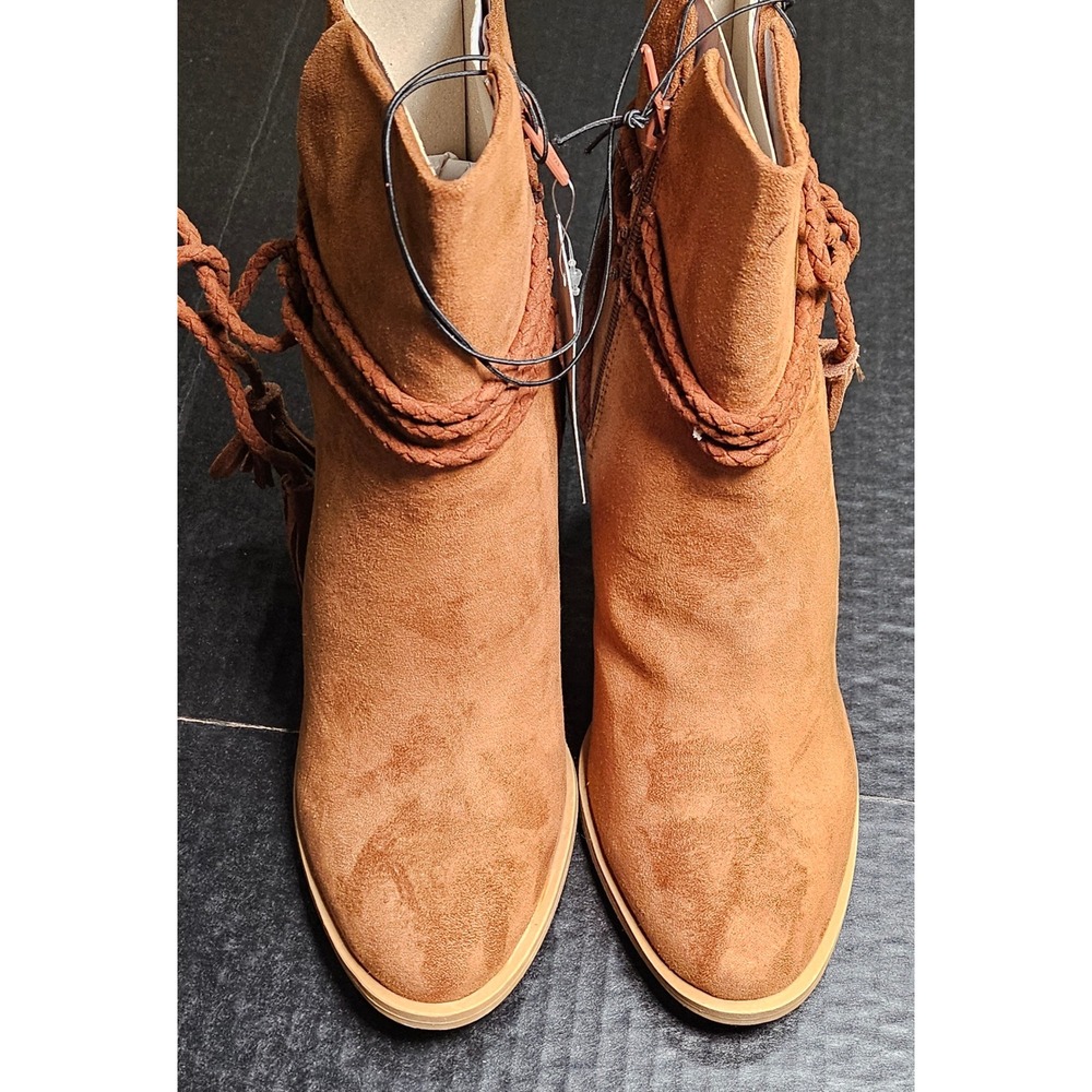 Universal Thread Cognac Leyla Faux Suede Heeled Ankle Boots Women's Size 8‎ New